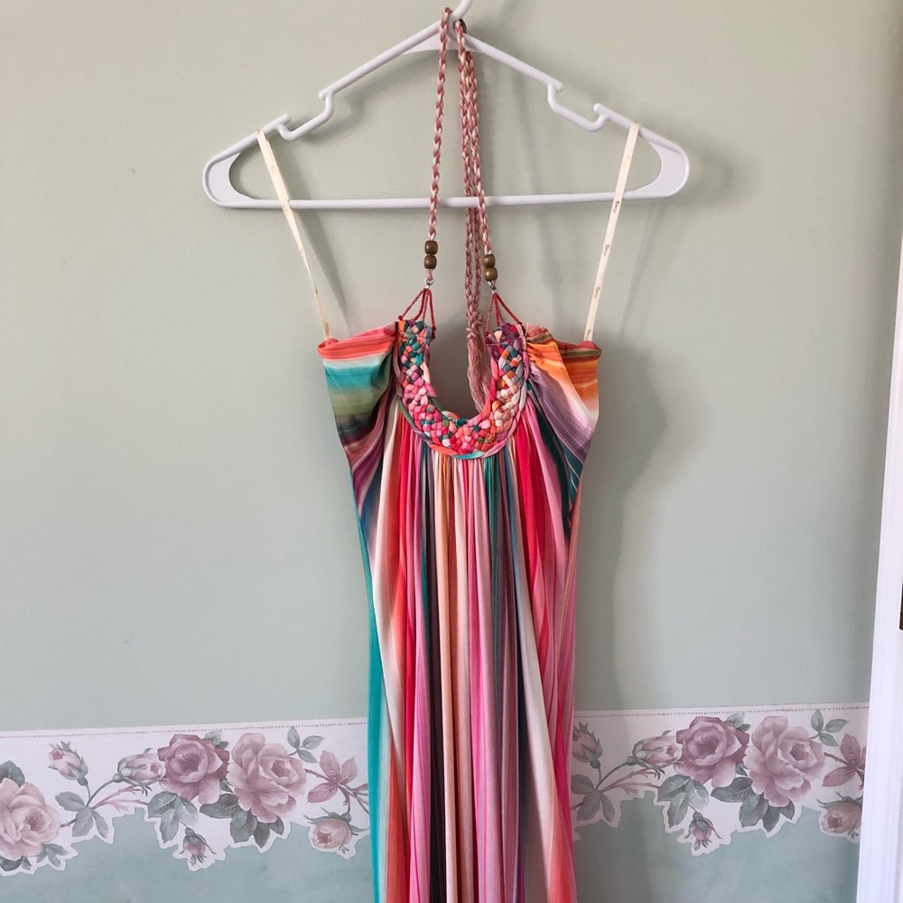 Sky striped maxi dress S